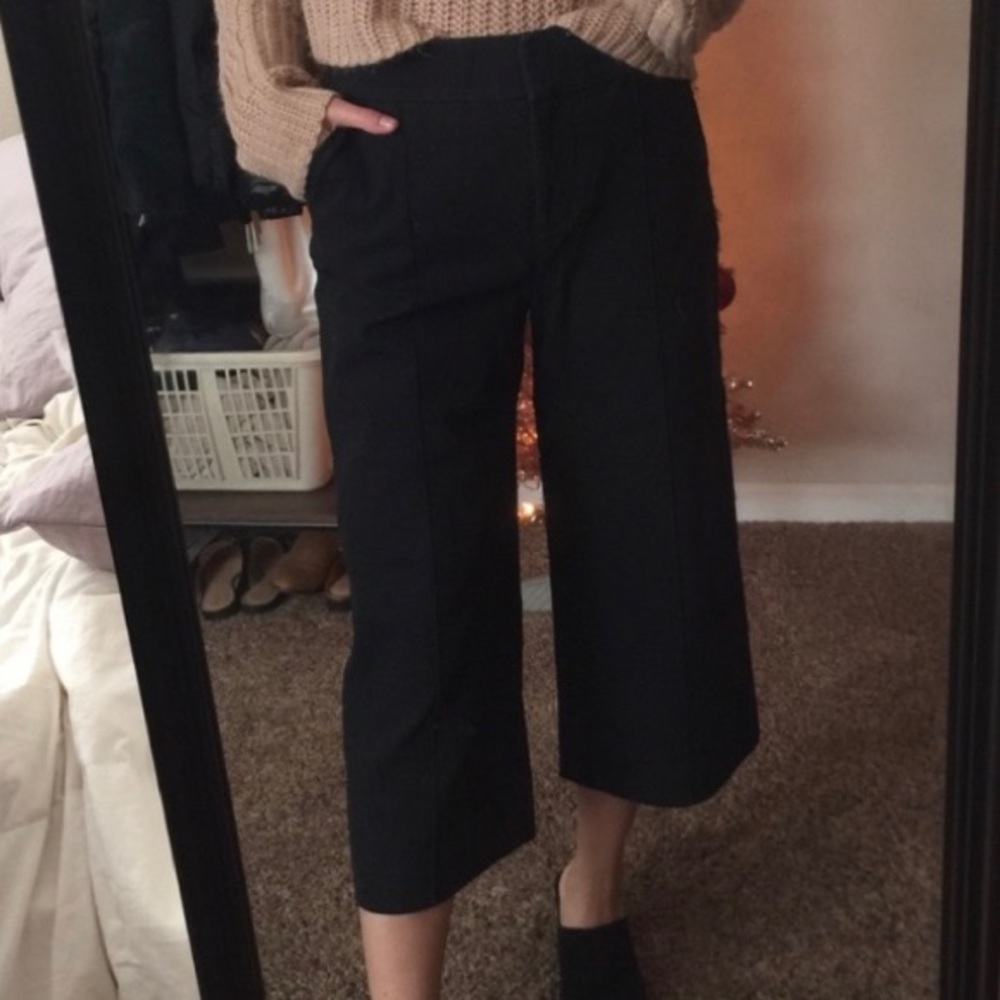 Kate Spade black wide-leg cropped trousers